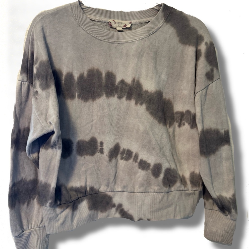 Hippie Rose Gray and Black Tie-Dye Sweatshirt